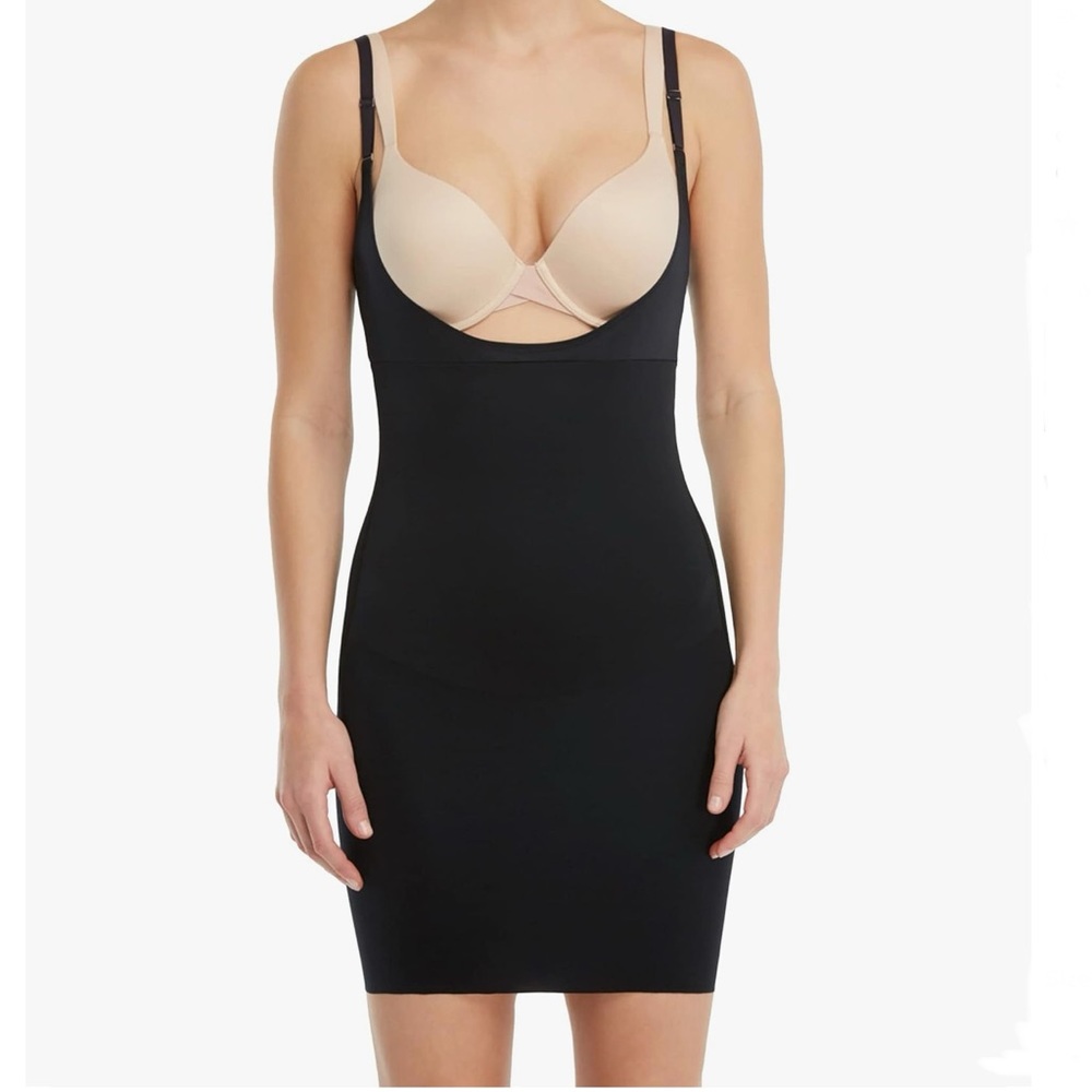 Spanx Smart Grip Slip Black Open Bust Full Slip Women’s Size XS Smooth Shape
